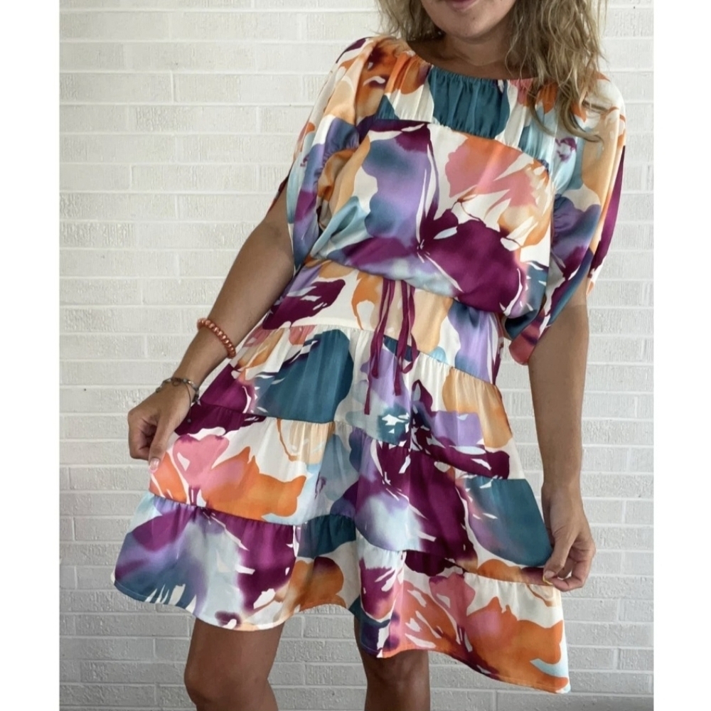 LOFT Orange and Purple Dolman Sleeve Sundress..SIZE:XS